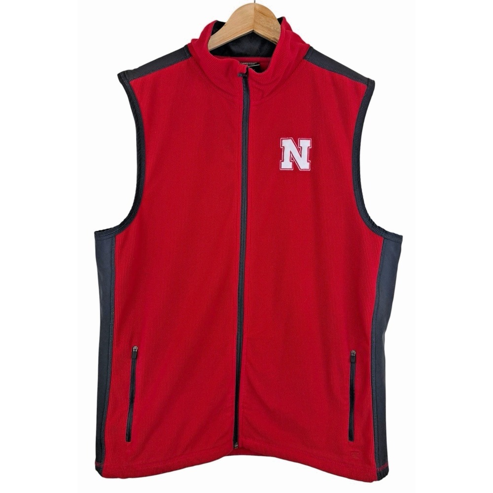 Nebraska Cornhuskers Corduroy Vest Full Zip with Pockets Men's XL‎ Scarlet